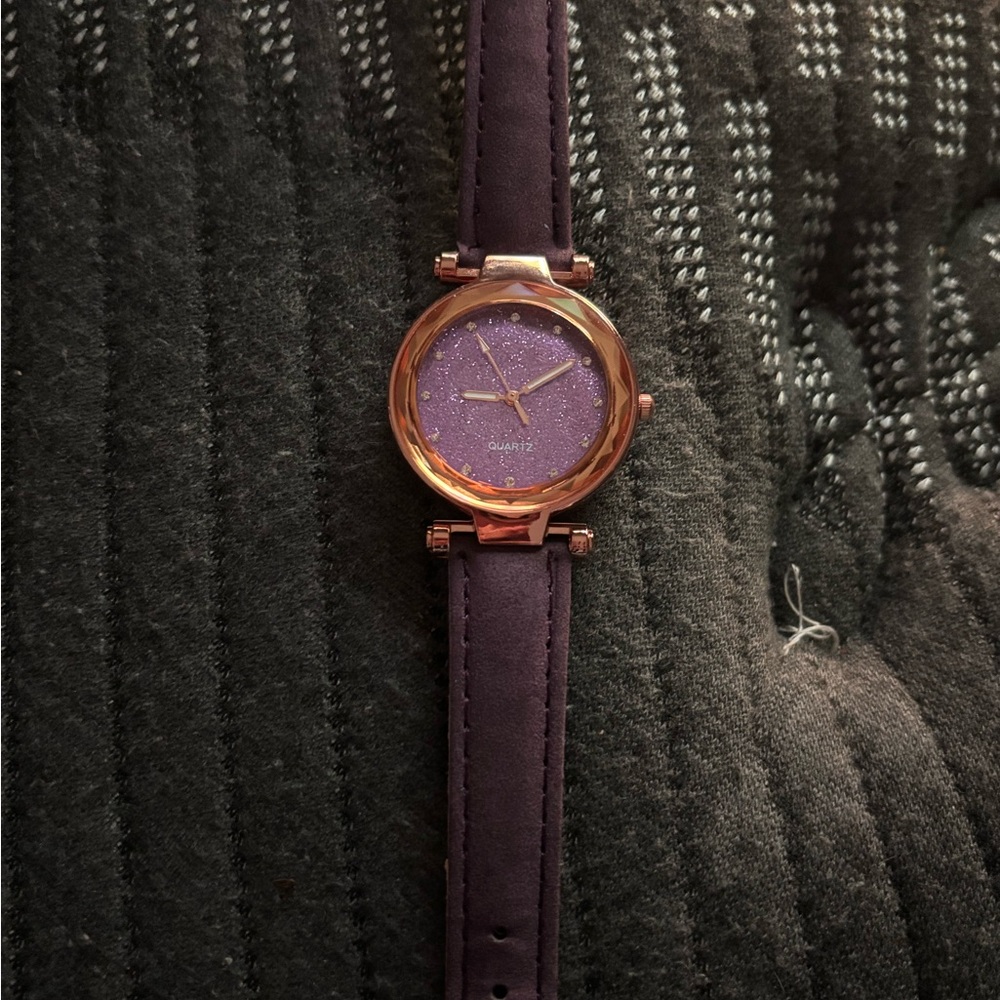 Purple Quartz Watch with Rose Gold Accents